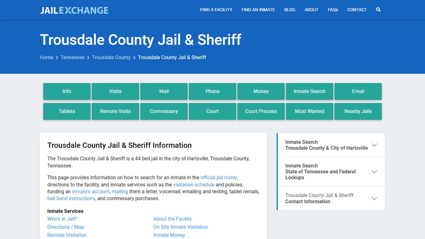Trousdale County Jail & Sheriff, TN Inmate Search, Information